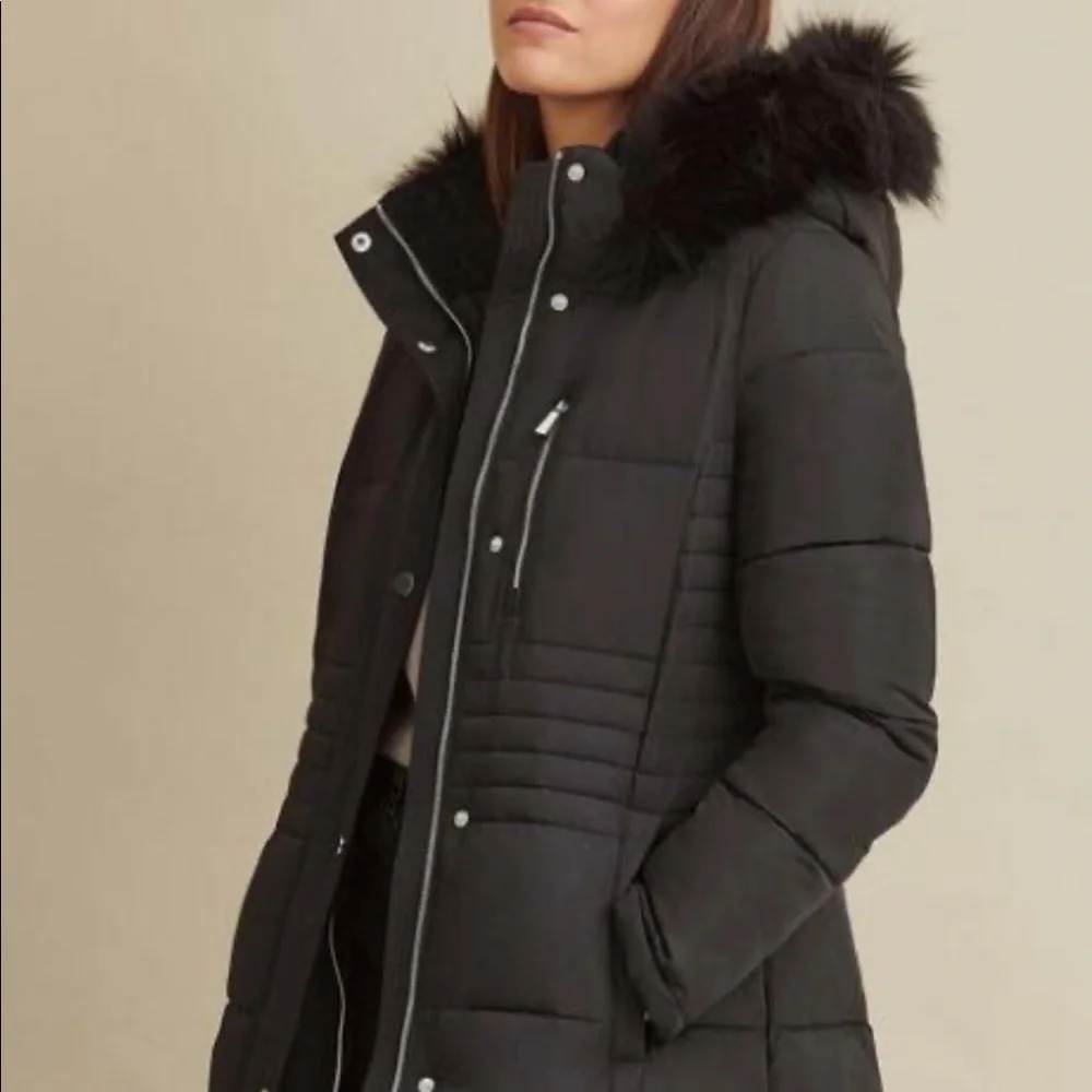 NWOT Faux Fur Trim Maxi Puffer